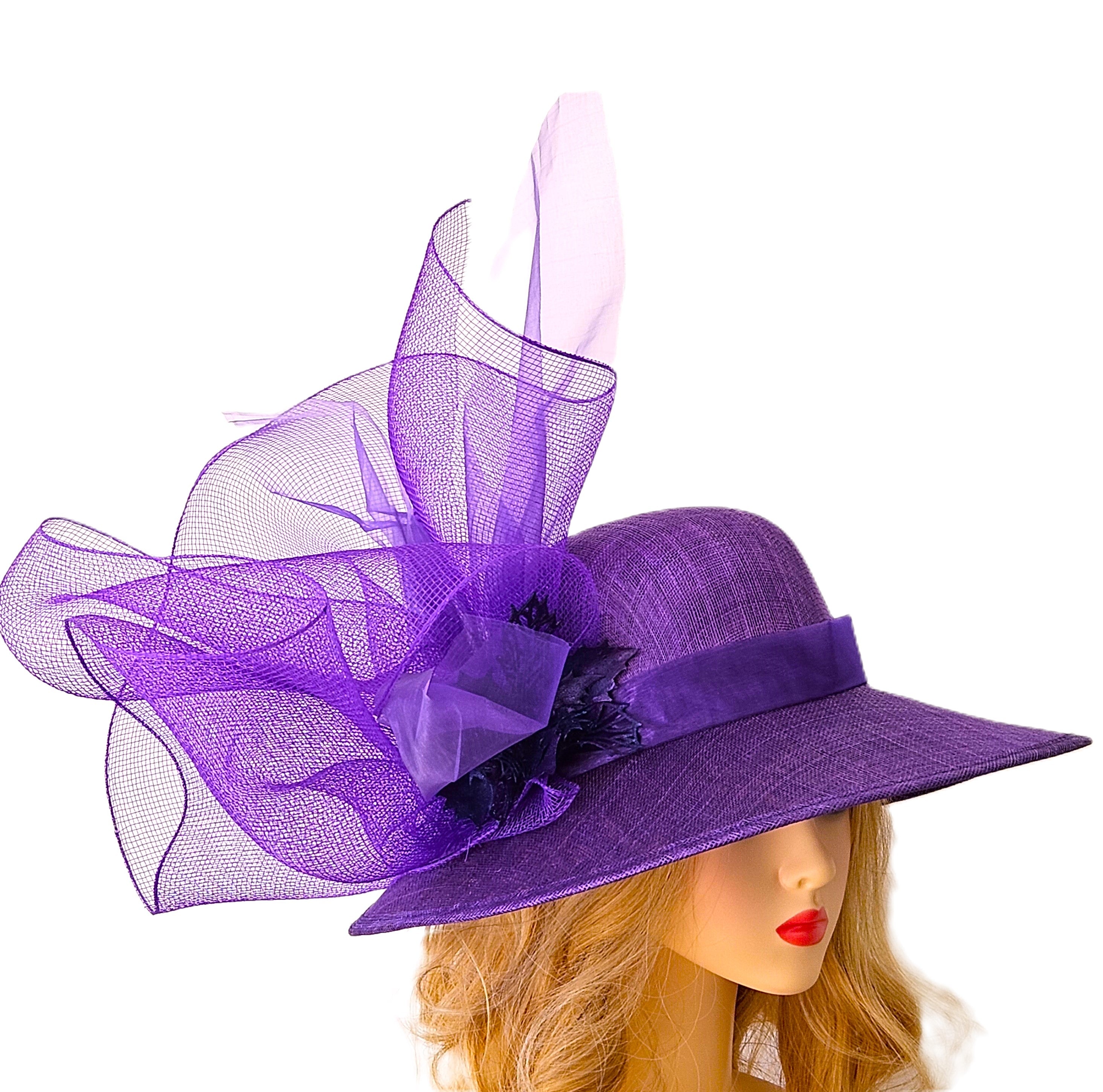 Purple, Cadbury purple, Fascinator, fascinators, Fascinator hat, hat, hatinator, wedding, ascot, races, authentic derby, wedding hat, derby hat, comb