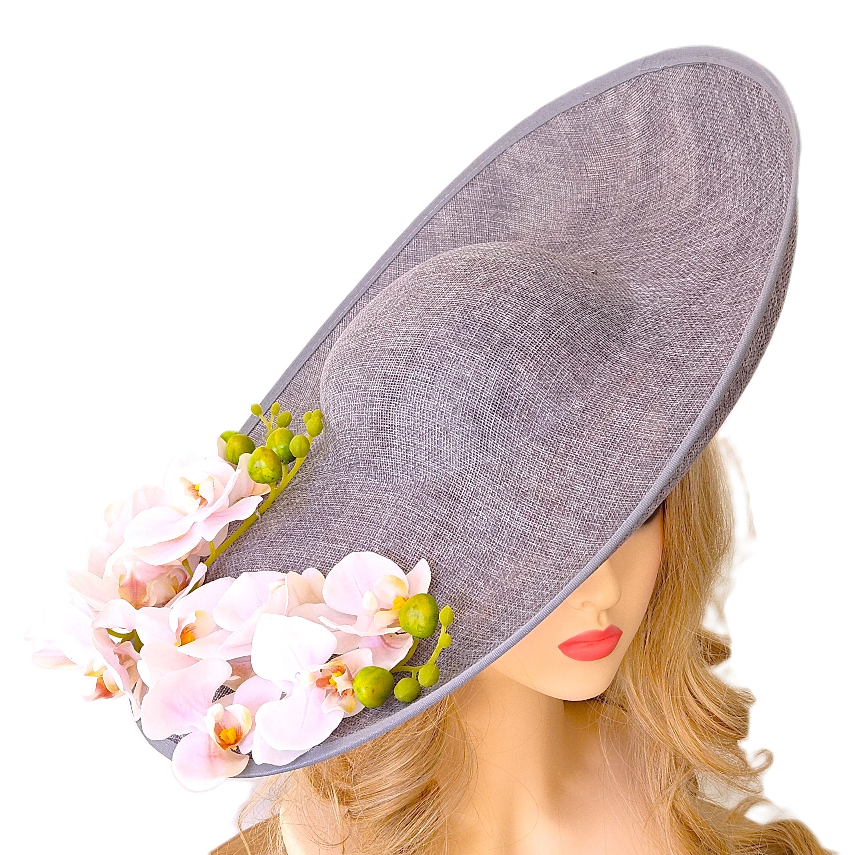 Extra Large Ascot Hat Grey White Wedding Racing Hat Occasion Hat Entire Empire